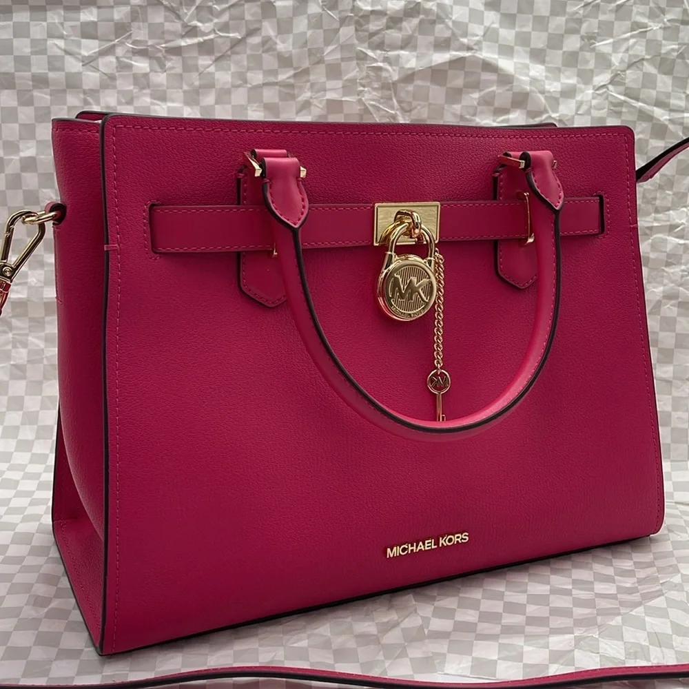 MICHAEL KORS HAMILTON MEDIUM SATCHEL   COLOR: Electric Pink  NWT